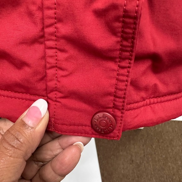 LL Bean Red Fleece Lined Jacket with Mountain Logo Size XL Hiking Winter Warm - Picture 5 of 16